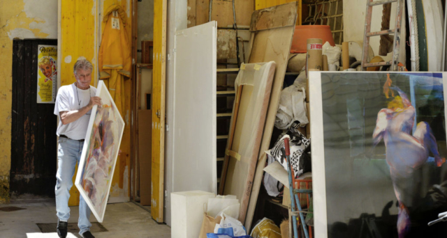 Yves Bosio à son atelier à Menton, Juin 2018 (Photographie Roland Michaud)