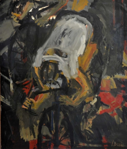 Les cyclists, huile sur toile 135 x 160 cm  Prix  de  la  Biennale  de  Paris   1968