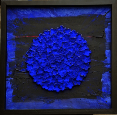 Les bleuets, 72 x 72, Pigments sur bois